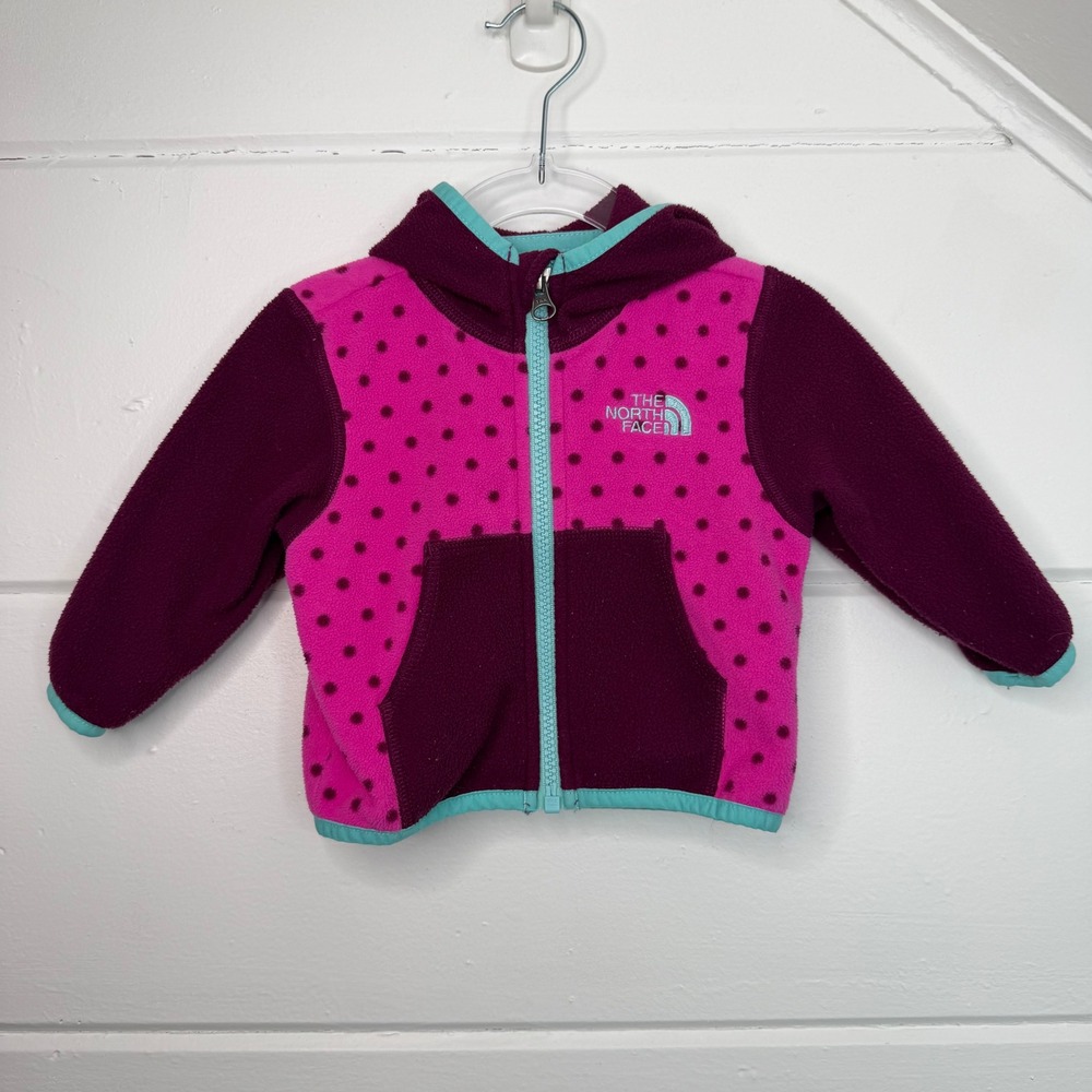 The North Face 3-6 Months Glacier Full‎ Zip Fleece Hoodie Polka Dot Pink Girls